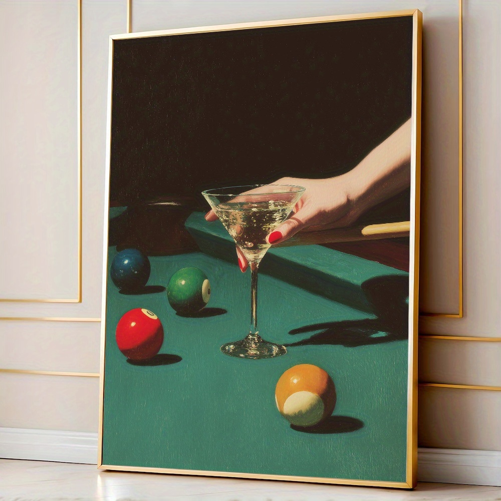 Office Furniture Used - 1pc Vintage Billiards Cocktail Poster, Frameless