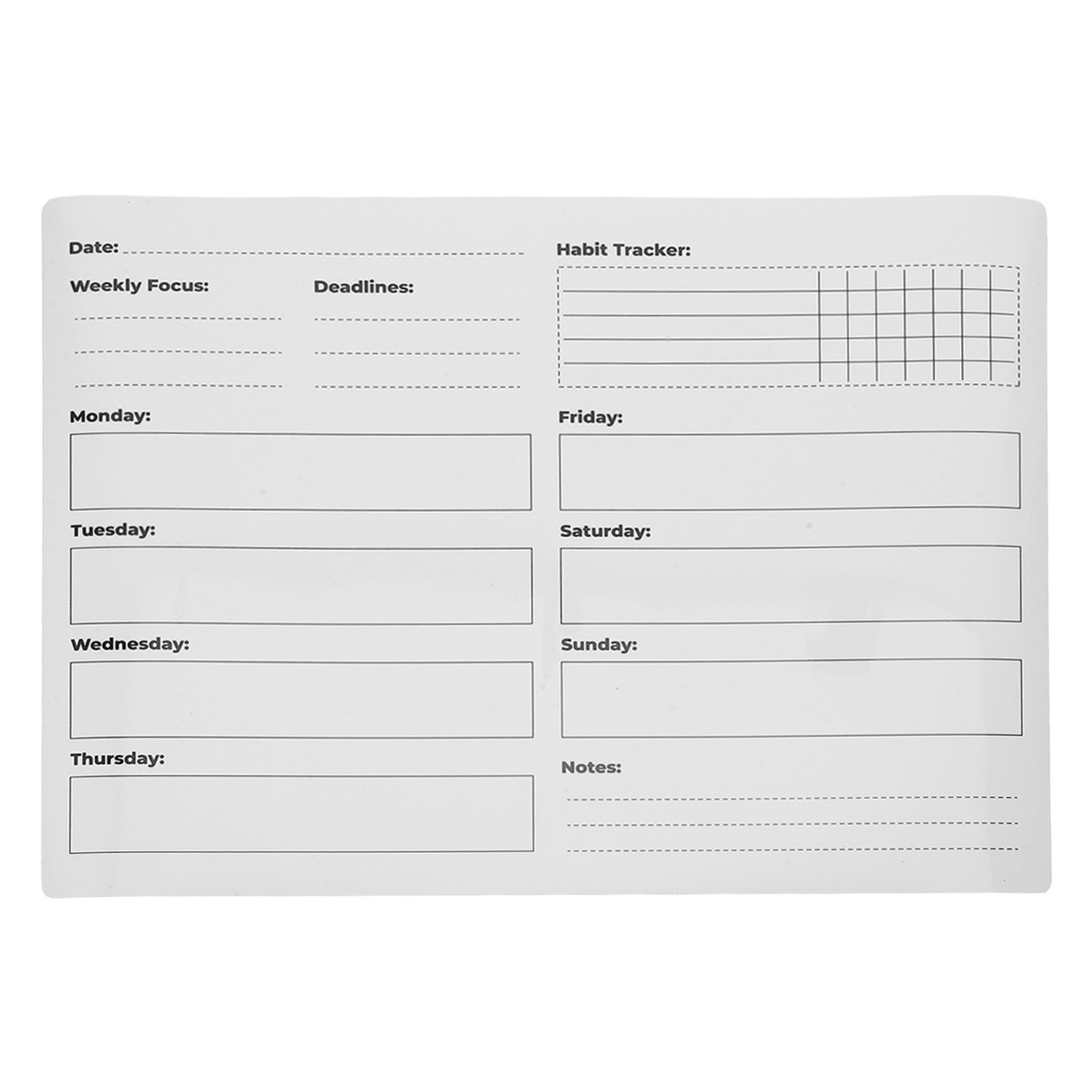Dry Erase Weekly - Weekly Removable Dry Erase Board Wall