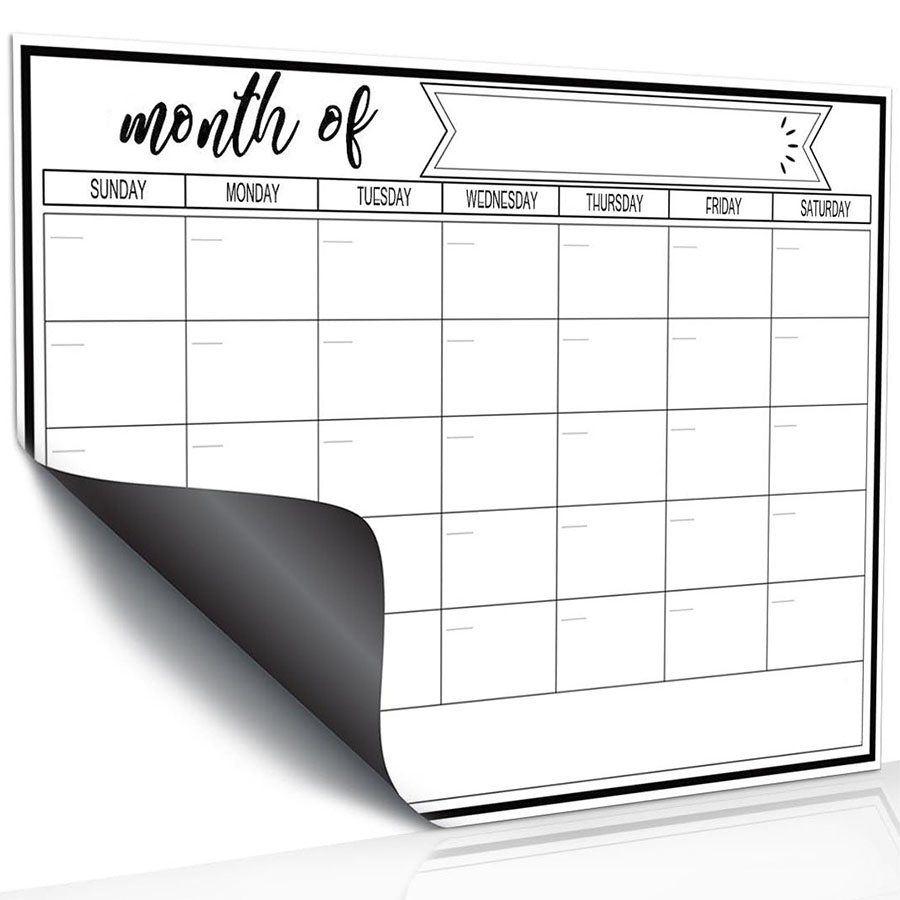 Dry Erase Weekly - Fridge Magnetic Whiteboard Sticker, Weekly Monthly