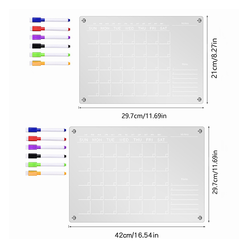 Dry Erase Weekly - Clear Acrylic Fridge Magnet Sticker Calendar