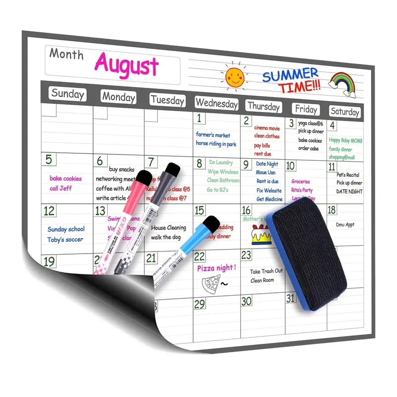 Dry Erase Weekly - 1 Set Magnetic Refrigerator Dry Erase