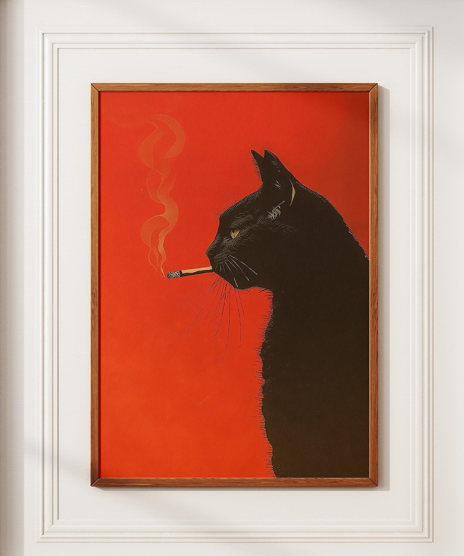 Office Furniture And Design - Vintage Black Cat Smoking Canvas Print