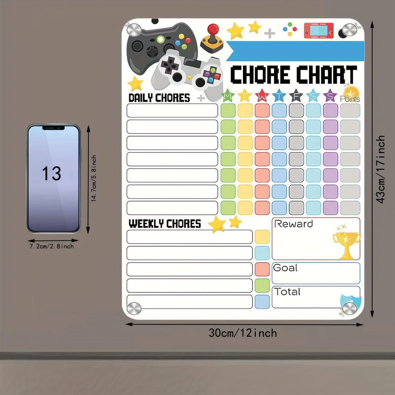 Dry Erase Weekly - 1pc Magnetic Chore Chart-Reusable behavior chart，Good