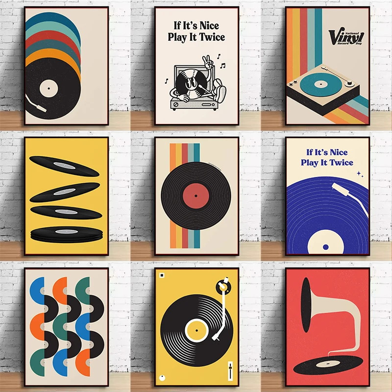 Mid Century Vinyl Record Canva - Office Furniture Used review and price