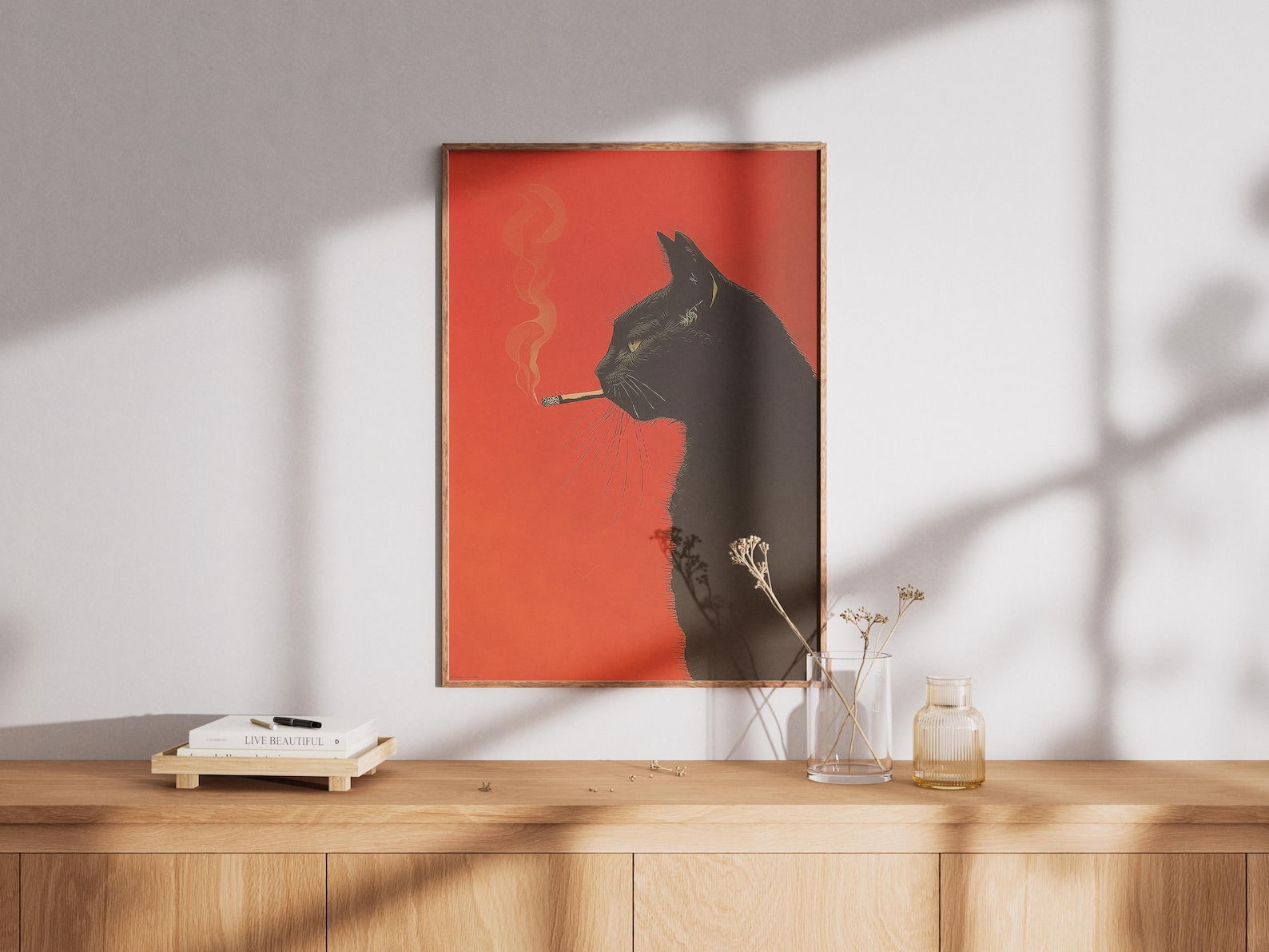 Vintage Black Cat Smoking Canv - Office Furniture And Design review and price