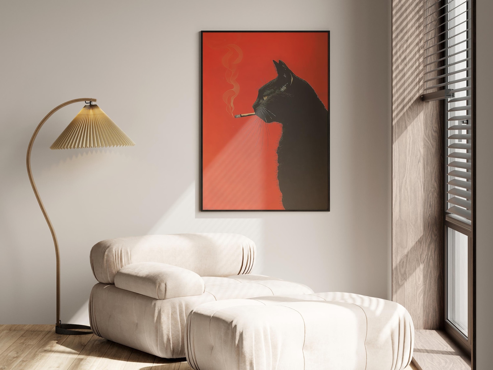 Vintage Black Cat Smoking Canv - Office Furniture And Design review and price