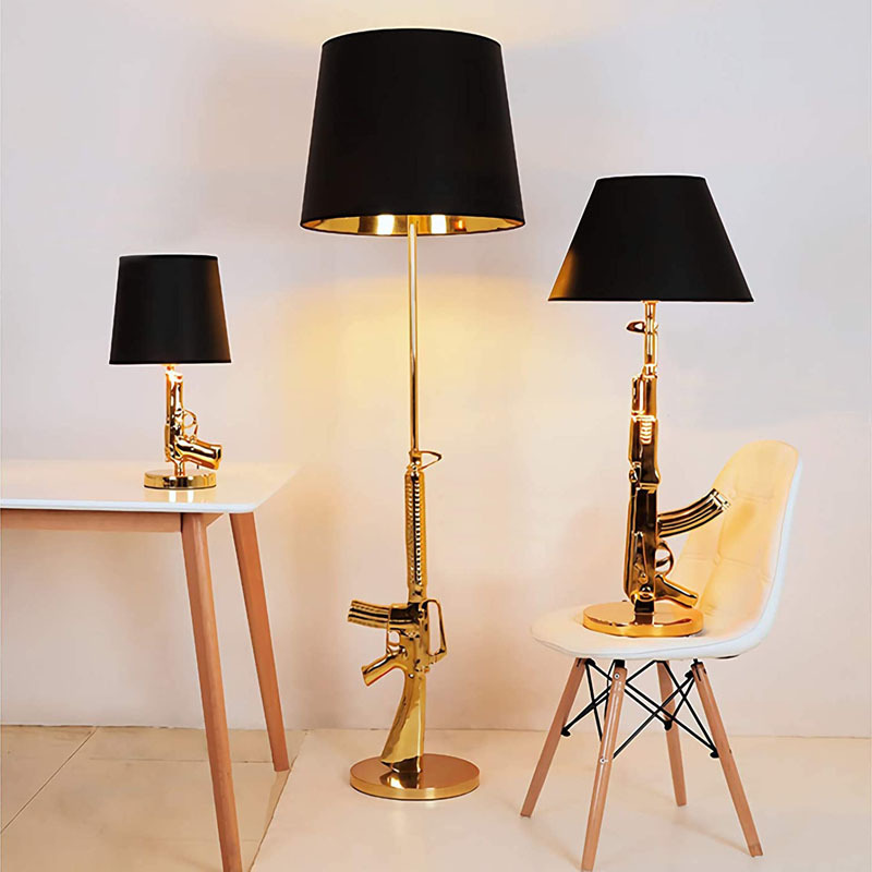 Gold Plated Pistol Table Desk  - Floor Lamp Arched review and price