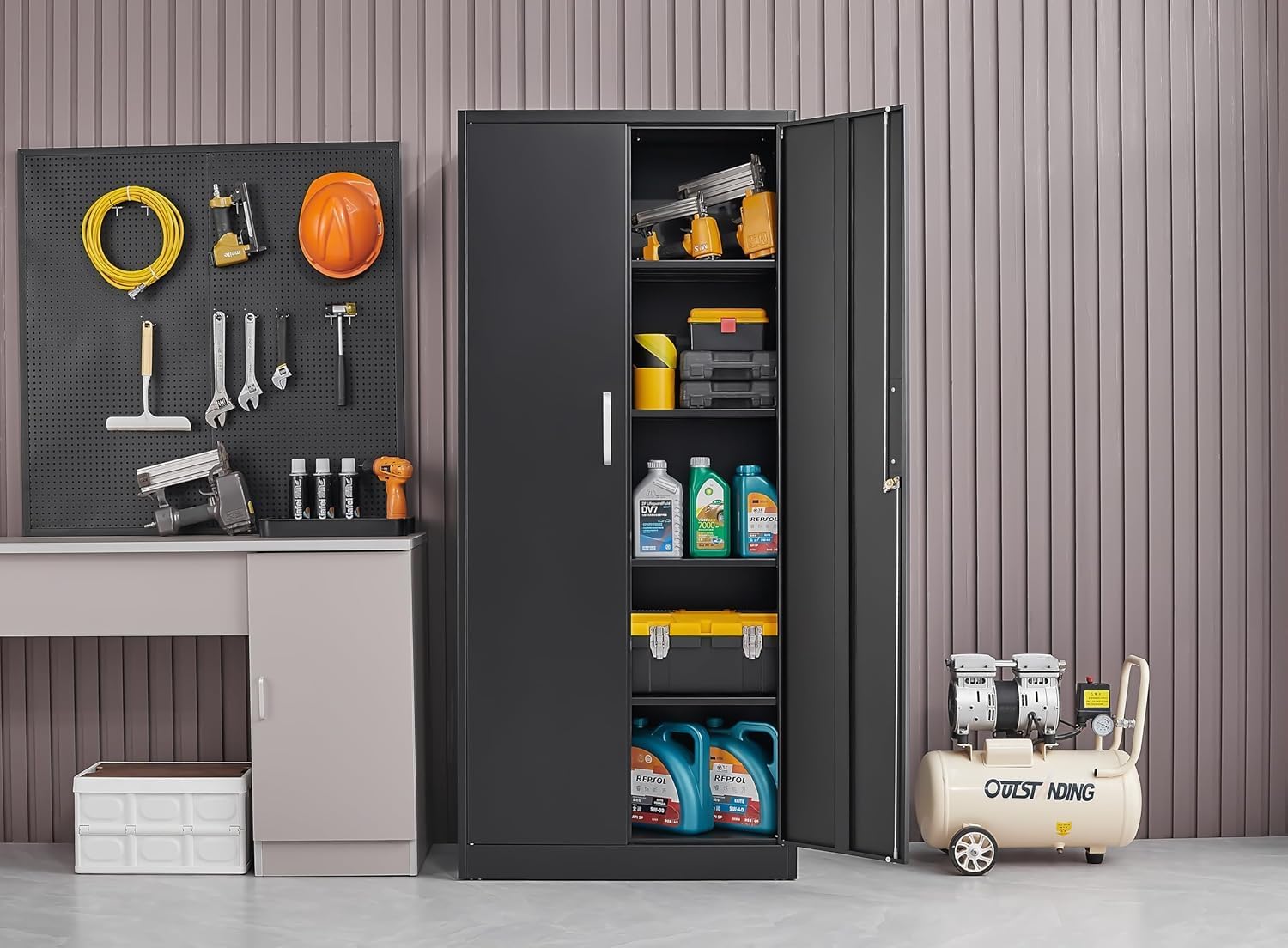Metal Storage Cabinet With Adj - Office Furniture Used review and price